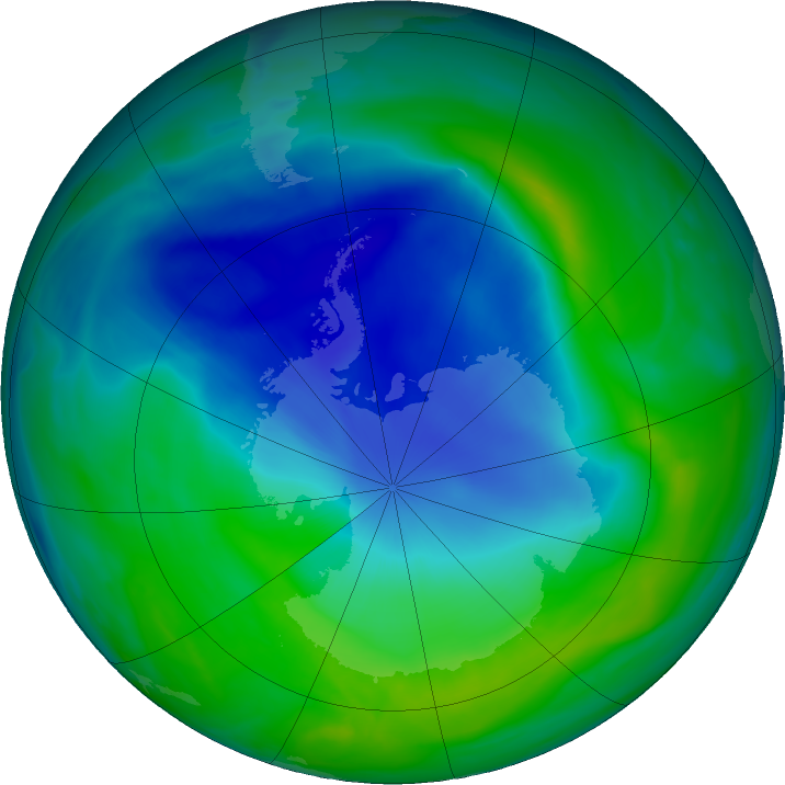 Antarctic ozone map for 27 November 2022